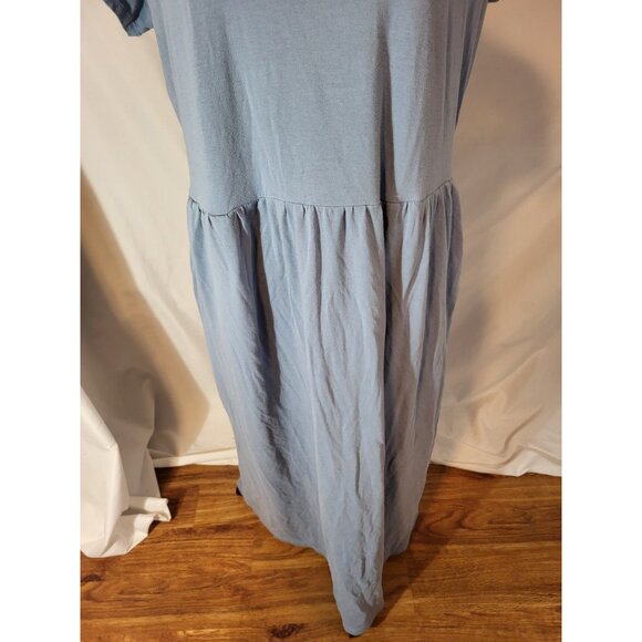 Patagonia Kamala Midi T-Shirt Dress Purple/Blue Side Pockets Womens L Minimalist - Picture 3 of 7